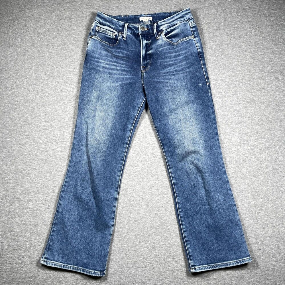 Good American Jeans Womens 8/29 Blue Bootcut Slim Mid Rise Stretch 32 Inseam
